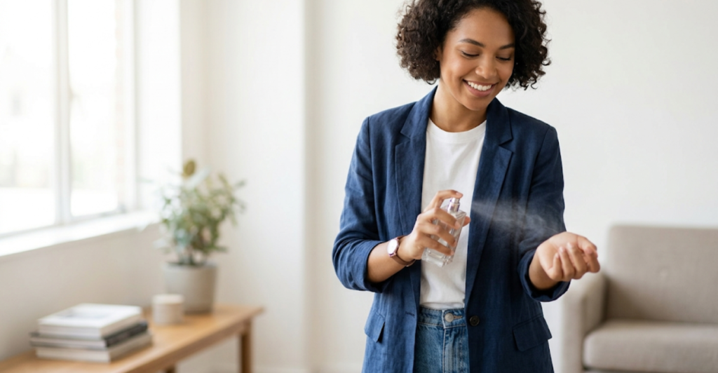 A person applying Fakhar Lattafa perfume to their wrist, representing daily wear