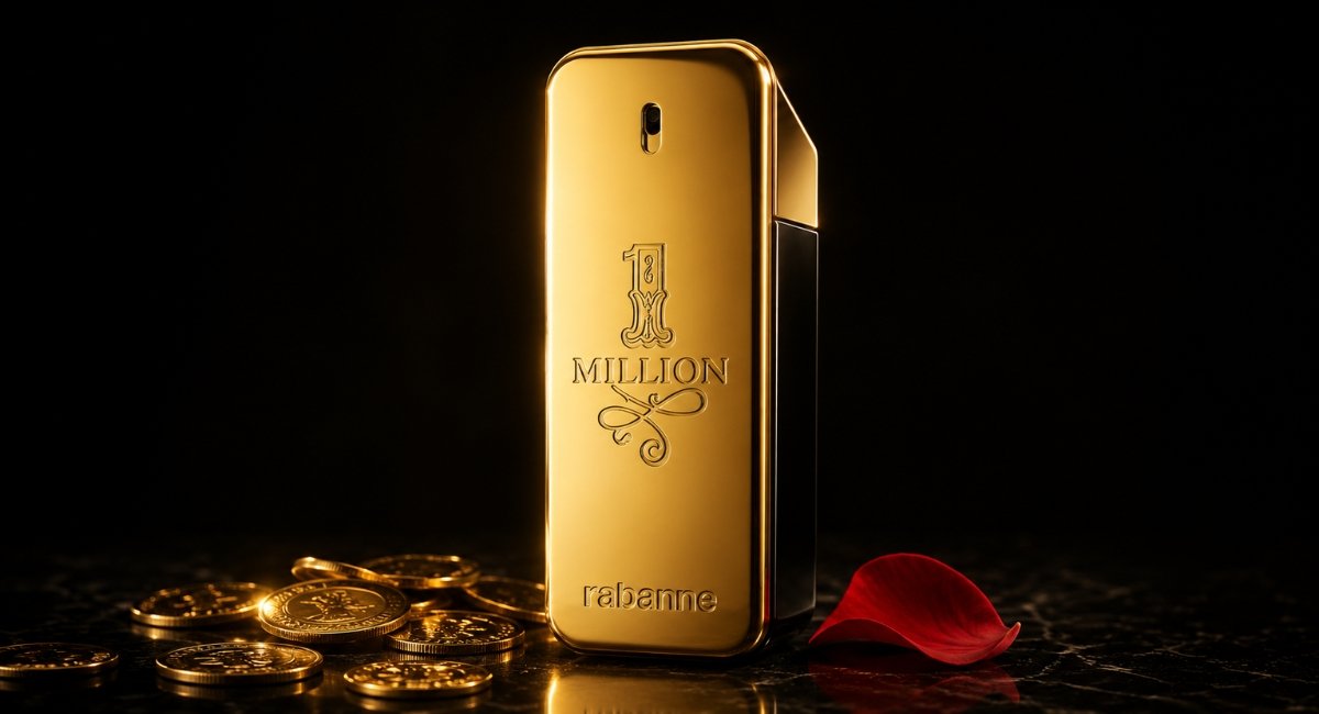 Paco Rabanne 1 Million EDT gold bar bottle cinematic product shot 2026
