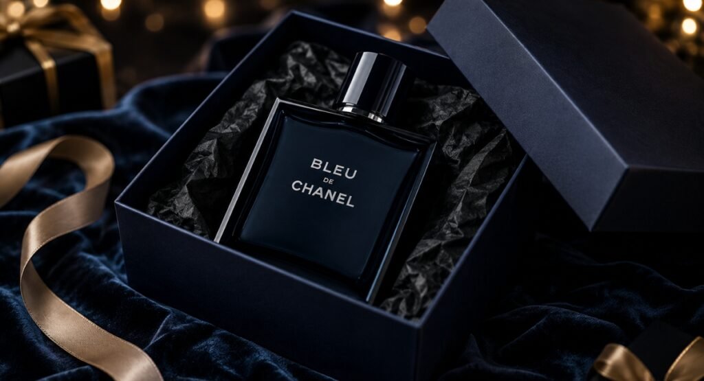 Bleu de Chanel EDT gift box navy packaging luxury men's cologne gifting 2026