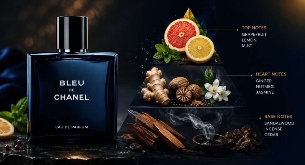 Bleu de Chanel EDP review fragrance notes pyramid with citrus and woods