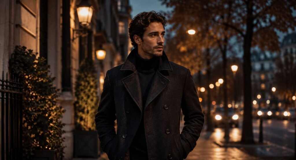 Man wearing Parfums de Marly Pegasus cologne on a winter evening out
