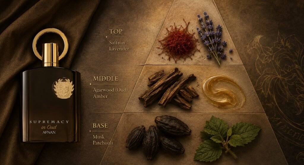 Afnan Supremacy in Oud fragrance notes pyramid saffron oud musk