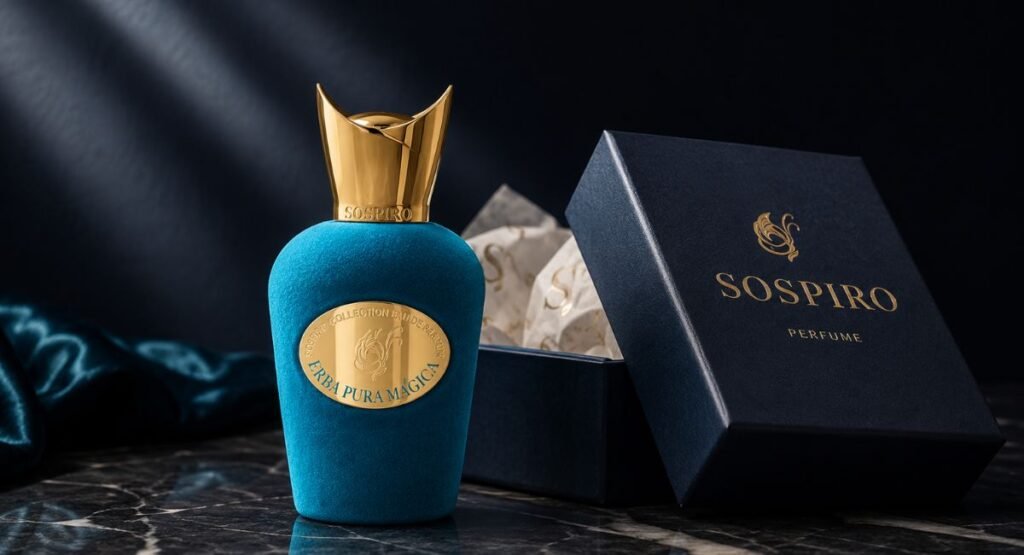 Sospiro Erba Pura Magica velvet bottle and gold packaging box