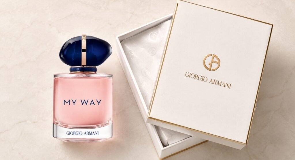 Giorgio Armani My Way EDP bottle design and gift box packaging
