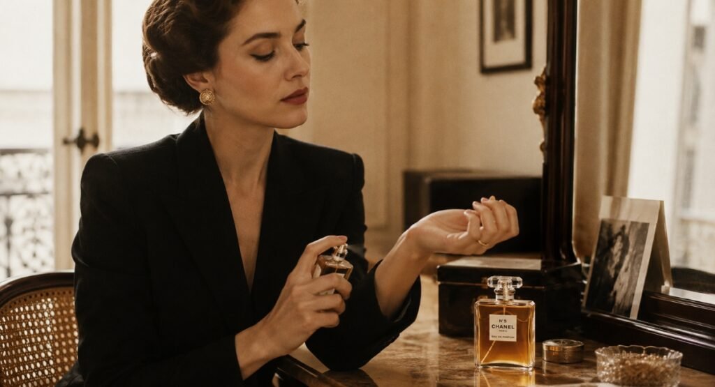 Chanel N°5 Eau de Parfum review final verdict flat lay with bottle and box
