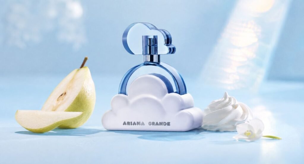 Ariana Grande Cloud
Cloud-shaped perfume bottle styled with pear and whipped cream
